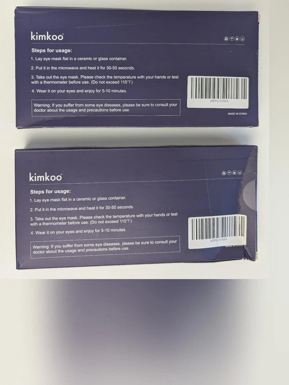 2 Kimkoo Microwavable Heated Eye Compress Mask Dry Eye Washable Reusable Lot NIB